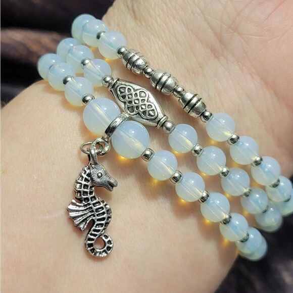 Set of 3 Opalite Beaded Stretch Bracelets - Picture 2 of 13